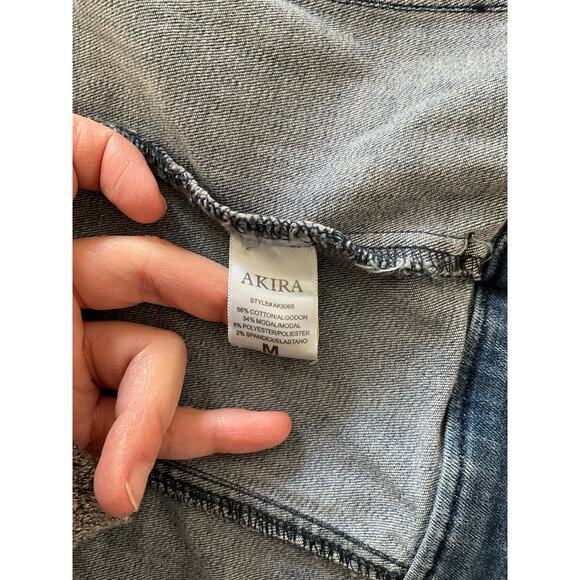 Akira Strapless Denim Top Size Medium Wire Cups Back Zip Seam Detailing Stretch - Picture 7 of 7